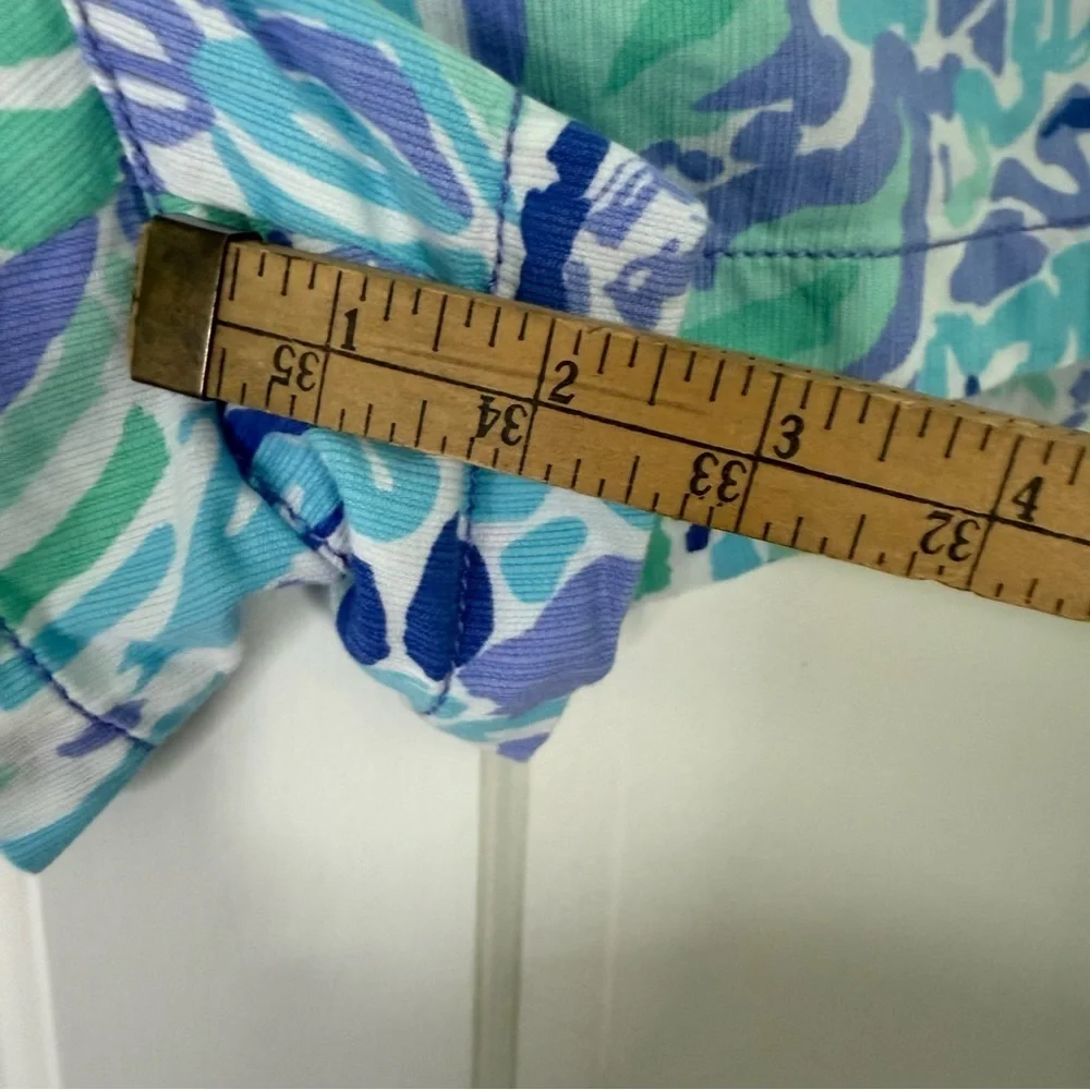 Lilly Pulitzer High Waist Blue Green Tropical Shorts